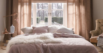 vouwgordijnen met gordijnen slaapkamer