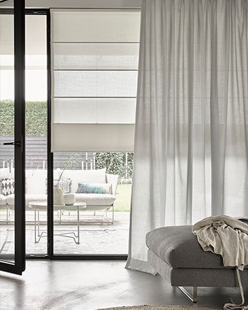 Ibizalook in huis met linnen gordijnen Toppoint No Limits gordijn Sol en No Limits vouwgordijn Radium
