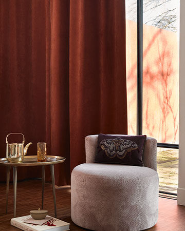 Velours, warm en sfeervol Toppoint gordijn velours Isola