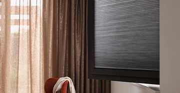 Snel geregeld, monteren zonder boren met EasyClick Toppoint gordijn Basics Brilliant en zwarte EasyClick met Duette 61281